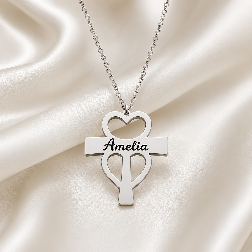 Personalized Custom Name Necklace, 18K Gold Plated Heart Design